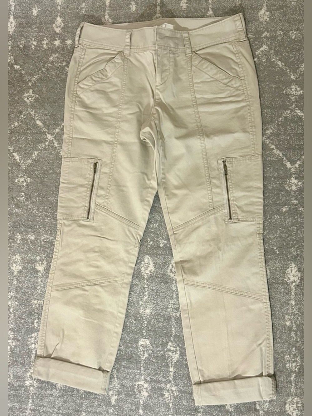 LOFT Stone Cropped Cargo Ankle Pants with Zip Pockets